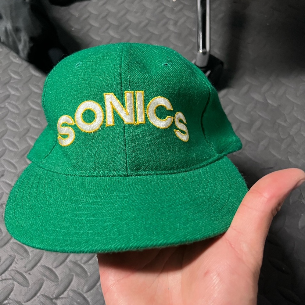 VTG RARE SEATTLE SUPERSONICS STARTER CORDUROY SPELL OUT SNAPBACK HAT CAP‎